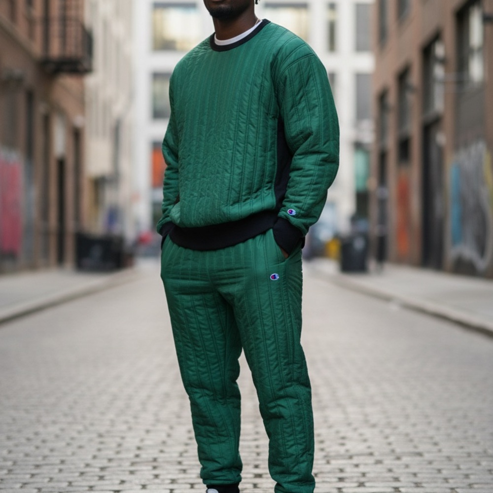 Champion Rochester Green Quilted Sweater Top